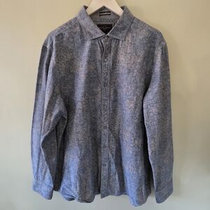 NWOT Black Brown L Eclectic Dadcore Western Paisley Chambray Button Down Shirt